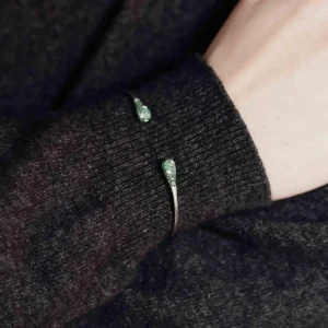 Bracelet Jonc Poires Emeraudes