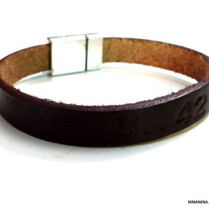 Bracelet homme message personnalisé cuir marron