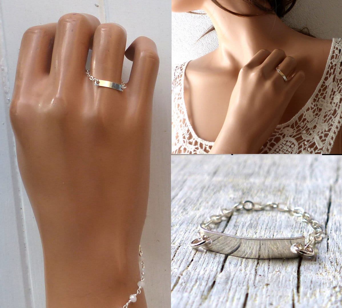Bague chaine fine argent 925 femme style boheme – Image 5