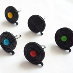 Bague Réglisse noir et bonbon coloré