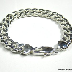 Bracelet homme grosse maille gourmette plaqué Argent