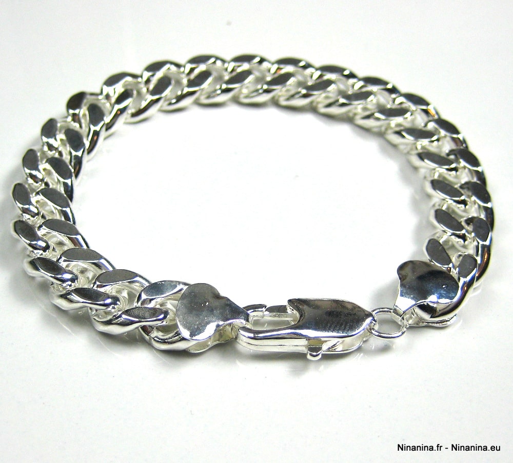 Bracelet homme grosse maille gourmette plaqué Argent