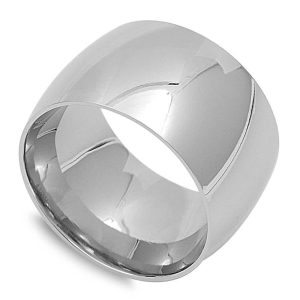 Bague anneau large homme femme 12 mm Acier inox