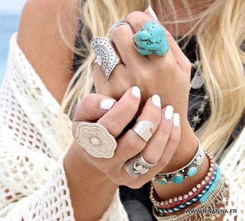 Bague mandala argent large ethnique ajustable – Image 3
