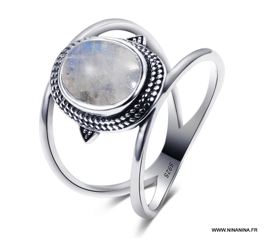 Bague pierre de lune véritable et argent 925 femme – Image 4