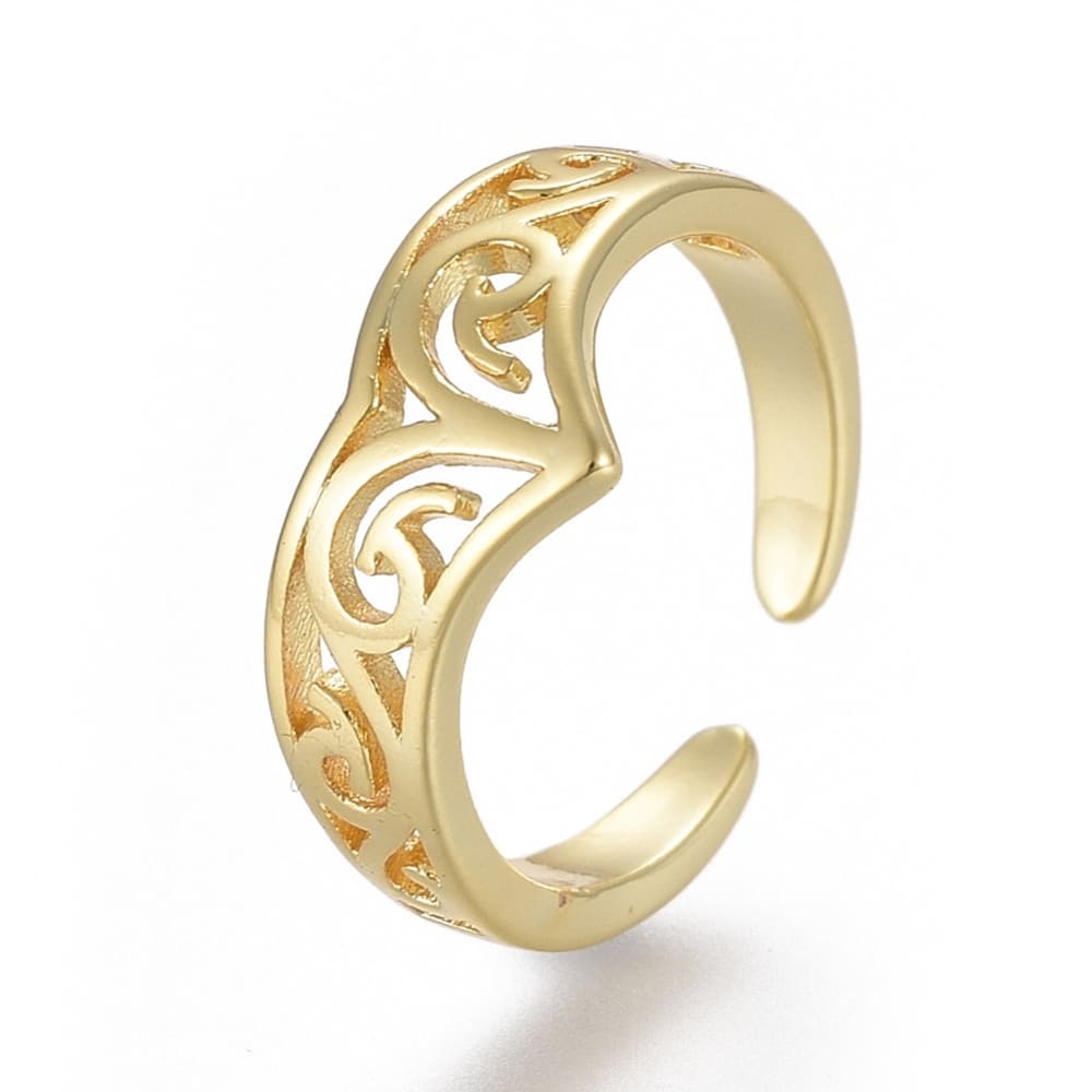 Bague Demi Doigt Or Réglable – Anneau Doré De Phalange Filigrané Forme V – Image 9