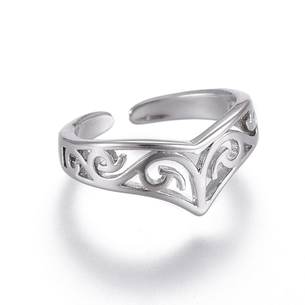 Bague Demi Doigt Or Réglable – Anneau Doré De Phalange Filigrané Forme V – Image 5