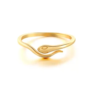 Bague Serpent Plaqué Or Sur Argent Réglable Femme