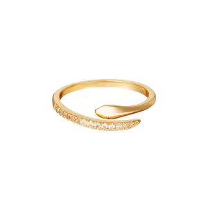Bague Serpent Plaqué Or Sur Argent Réglable Zirconium