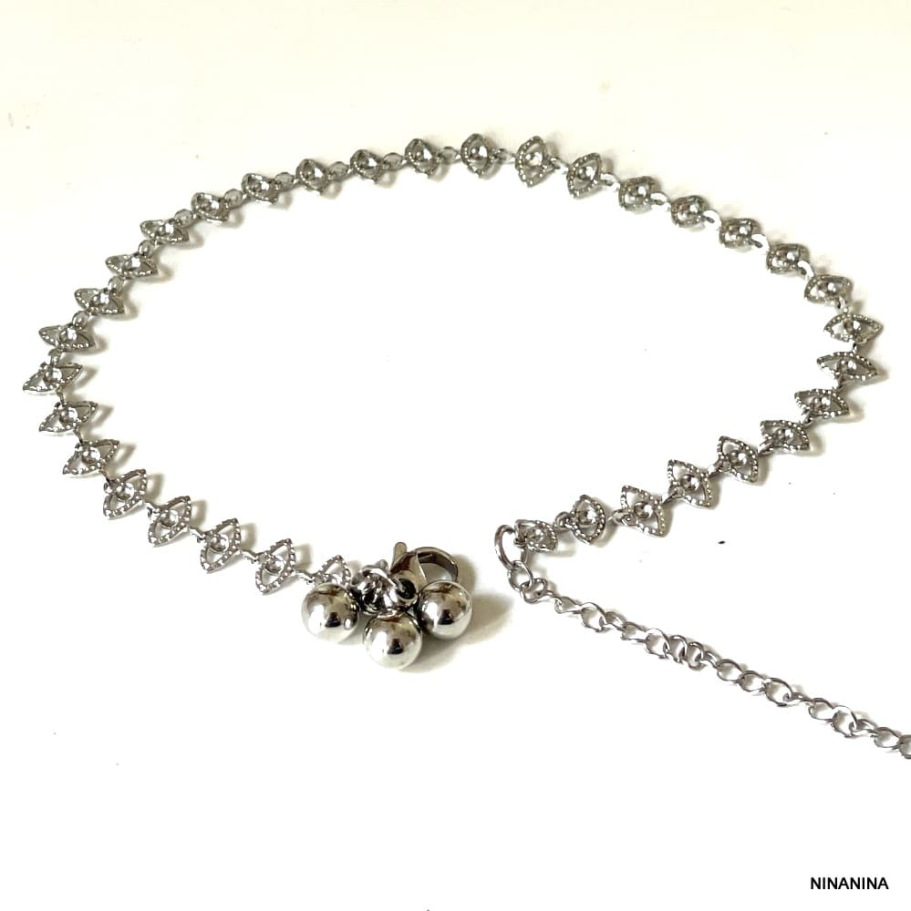 Bracelet de cheville inde Femme acier inoxydable argent – Image 3