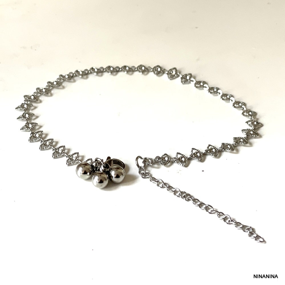 Bracelet de cheville inde Femme acier inoxydable argent – Image 7