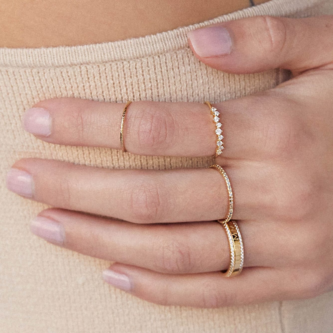 Bague Pour Le Petit Doigt Ou Phalange Anneau Acier Doré Ou argent plaqué or – Image 7