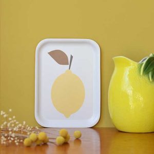 plateau citron feuille marron